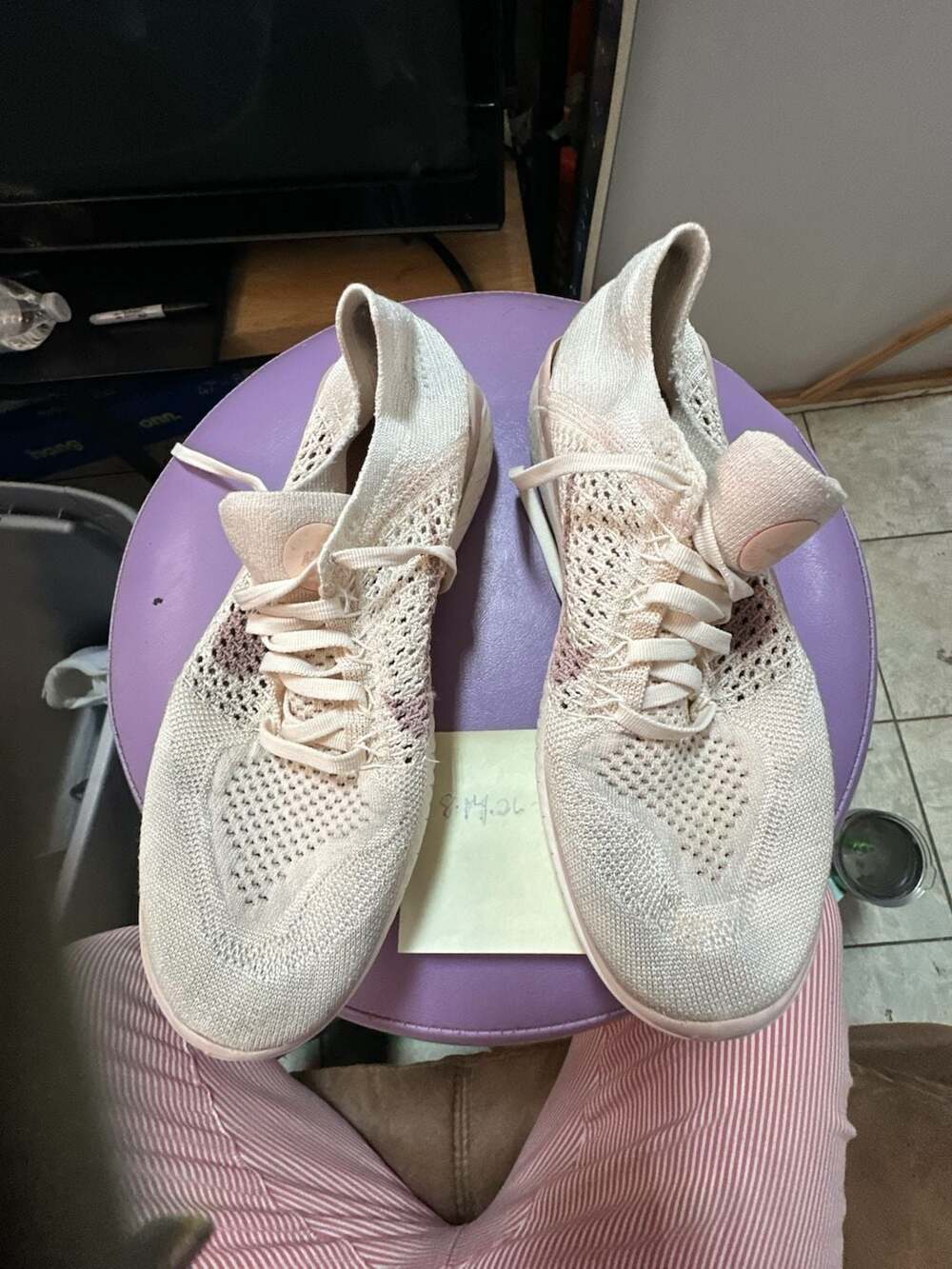 Nike Free RN Flyknit Running Shoes Pink Beige